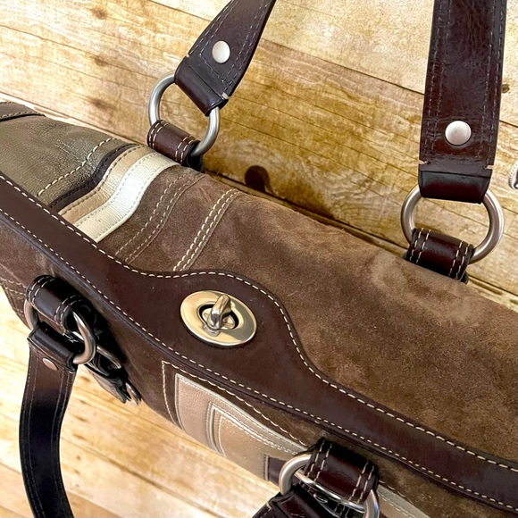 Coach Suede Metallic Satchel w/ Turnlock Closure NWT - Picture 6 of 9